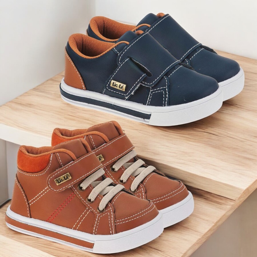 Kit 2 Pares Tênis Infantil Menino Casual Masculino Confortável Social Escolar Volta ás Aulas Macio