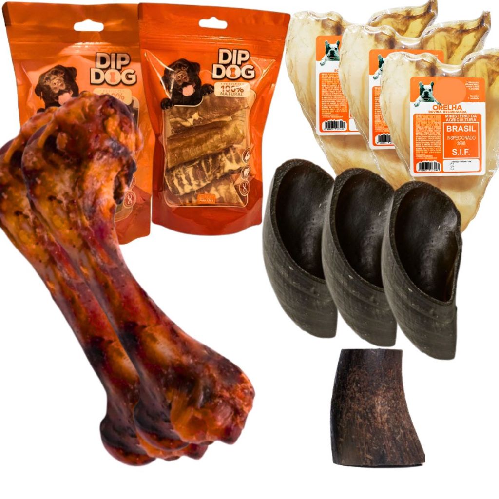 Mordedor Natural para Cães Osso Fêmur Suíno Casco Bovino Traqueia Bovina Orelha Esôfago Sortido em Oferta na Shopee