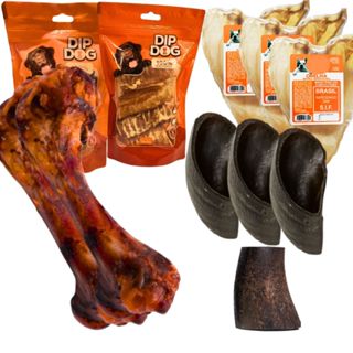 Mordedor Natural para Cães Osso Fêmur Suíno Casco Bovino Traqueia Bovina Orelha Esôfago Sortido em Oferta na Shopee