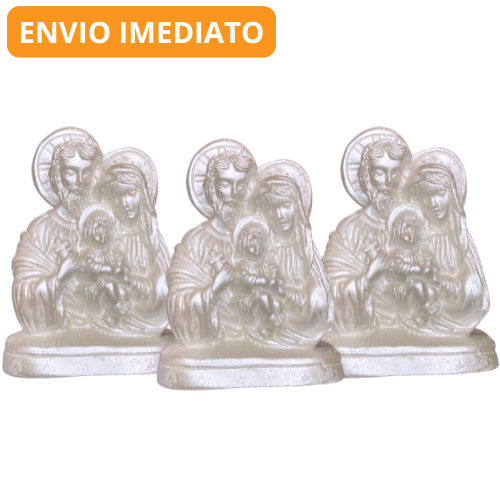 Kit 3 Imagem Sagrada Familia Perolada Lembrancinha