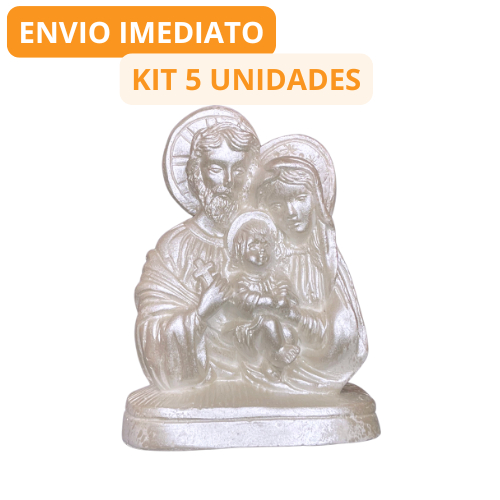 Kit 5 Imagens Sagrada Família Branco Perolado Rico em Detalhes