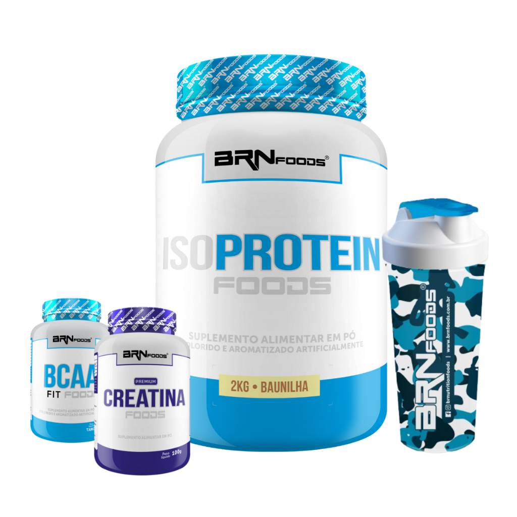 Kit Iso Protein Foods 2kg + Premium Creatina 100g + BCAA 100g + Coqueteleira - BRN Foods em Oferta na Shopee