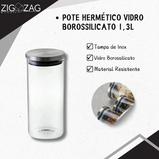 Pote Hermético de Vidro Borossilicato com Tampa de Inox - 1,3L em Oferta na Shopee