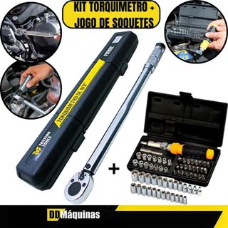 Kit Torquímetro de Estalo 28-210Nm 1/2 Pol + Jogo De Soquetes e Bits Com 41 Peças - Fasterr/Titanium em Oferta na Shopee