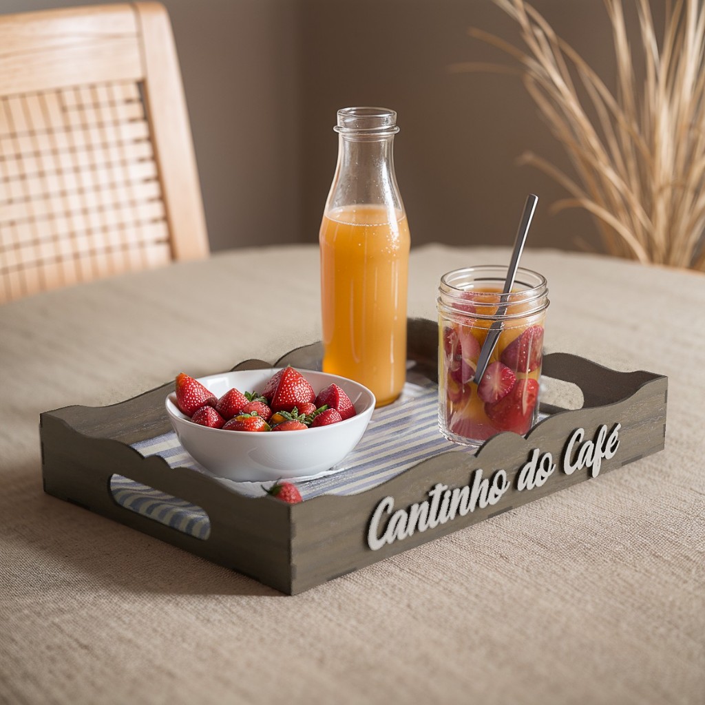 Bandeja Cantinho Do Café Decorativa Com Alça Decoração Casa Aparador — imagem 2 de 2