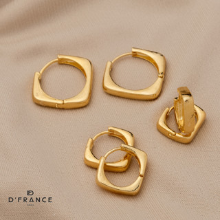 Trio Argola Quadrada Dourada Lisa Banhada a Ouro 18K - D'France Semijóias
