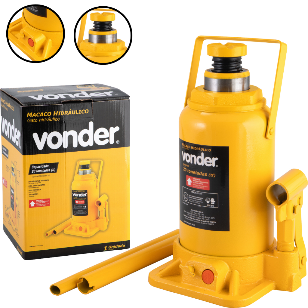 Macaco Hidráulico Tipo Garrafa 20 Toneladas Vonder Macaco Hidráulico Tipo Garrafa 20 Toneladas Vonder