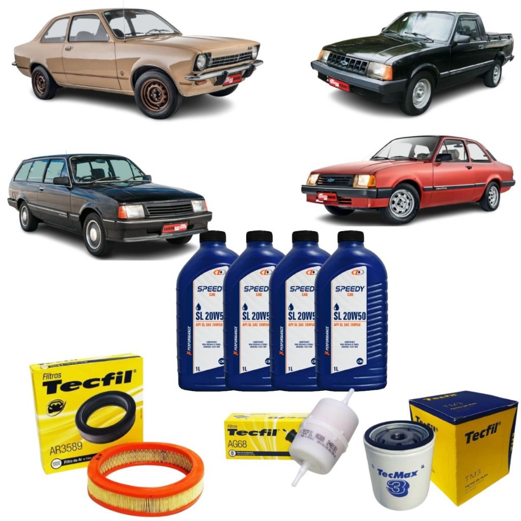 Kit Troca De Oleo E Filtros GM Chevette Chevy Marajo 1.4 1.6 8v 20w50 Mineral em Oferta na Shopee