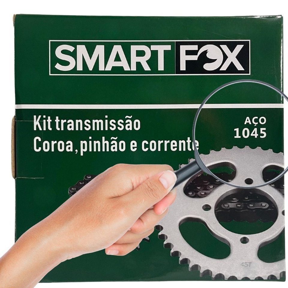 Kit Transmissão (Relação) Fazer 150 2014/2021 - Coroa, Pinhão e Corrente