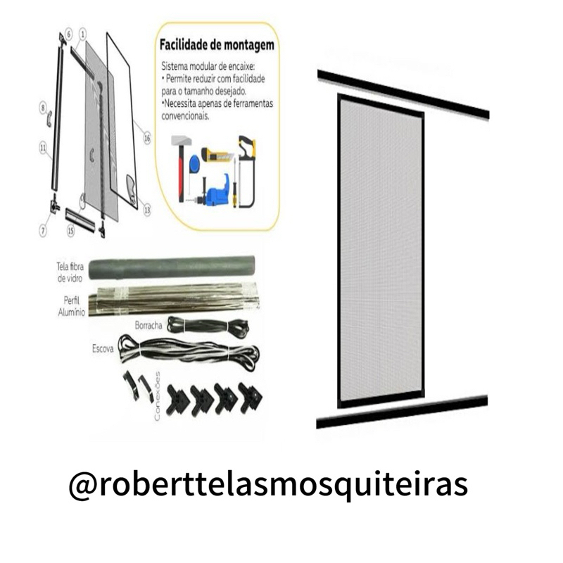 kit tela mosquiteiro de correr  com meio trilho 40x1,00 até 70x1,20   ( interno ou externo)