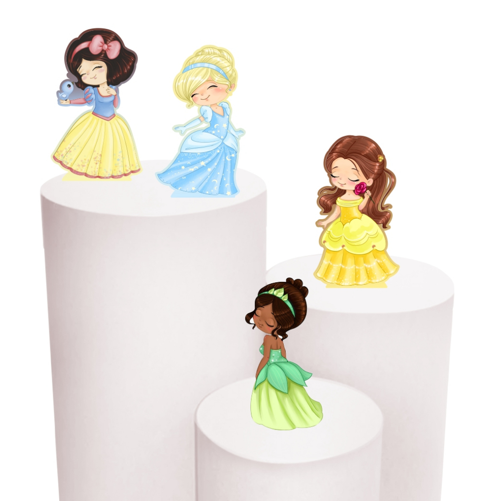 Kit Festa 4 Display de 30cm Totens para Decoração de Festa Princesas Disney Cute MDF Cortado a Laser em Oferta na Shopee