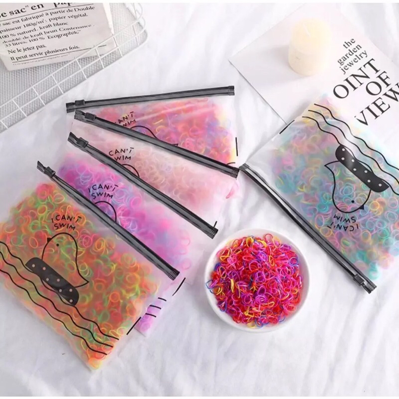 Kit 500 Elastico de cabelo Com Bolsa borrachinha/liguinha rabico de cabelo silicone infantil