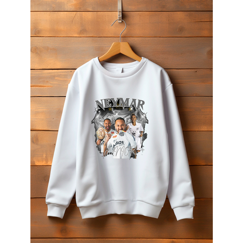 Moletom Gola Redonda Unissex Blusa De Frio Basico Careca Casaco Feminino Masculino Flanelado Time Santos Neymar Algodão