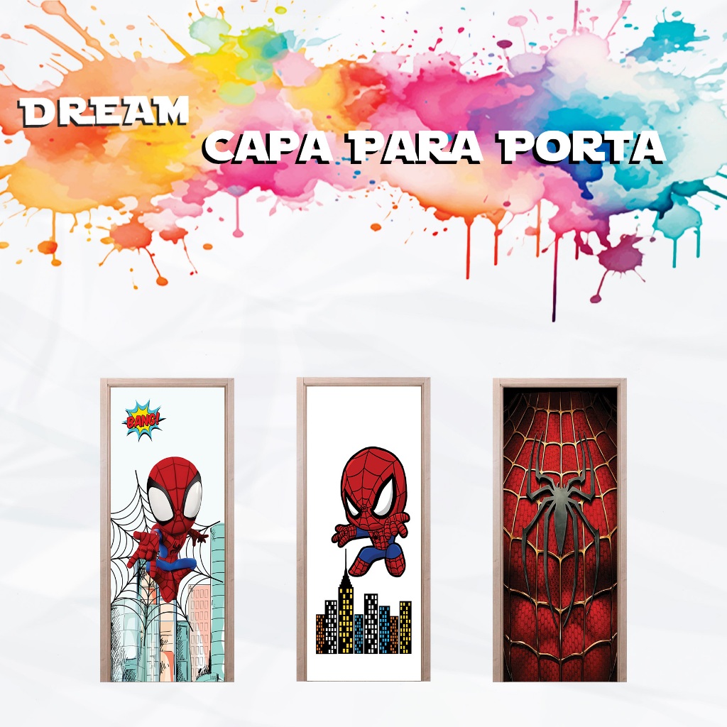 Capa Para Porta Tema Homem Aranha Baby Menino Menina Decoração Festa Tecido Sublimado