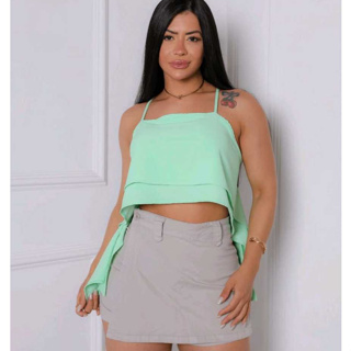 Cropped  Duna Con 2 Babados con bojo  con Amarrado  Morsego em Oferta na Shopee