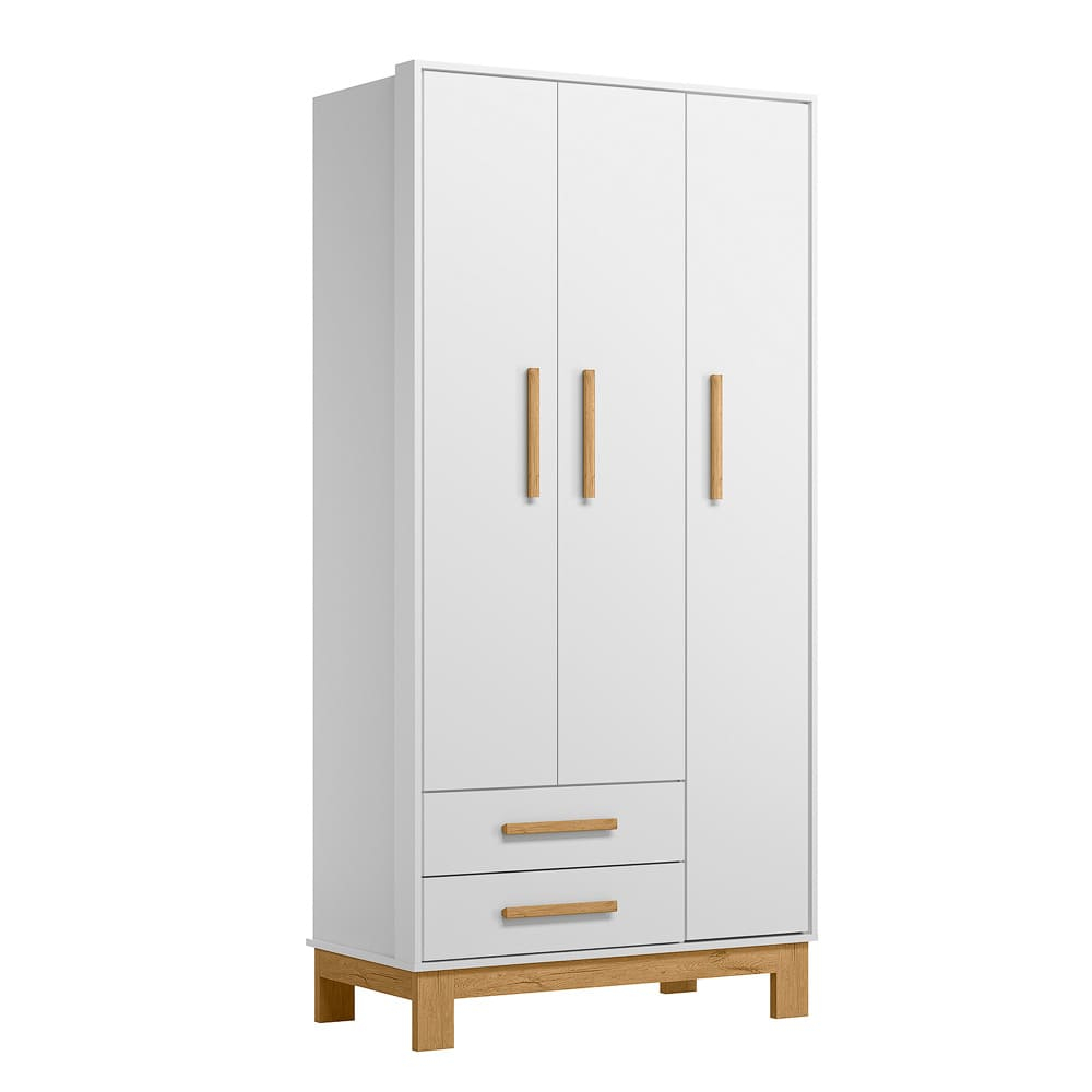 Guarda Roupa Infantil Slim Branco 3 Portas 2 Gavetas Cabideiro Nicho Organizador Quarto Bebê Moderno em Oferta na Shopee