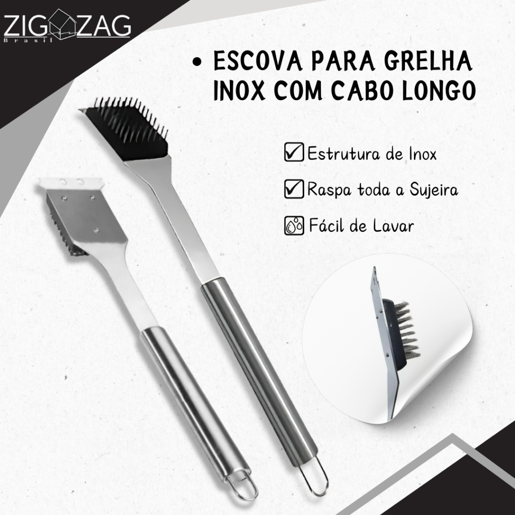Escova de Grelha para Limpeza de Churrasqueiras, Aço Inoxidável em Oferta na Shopee