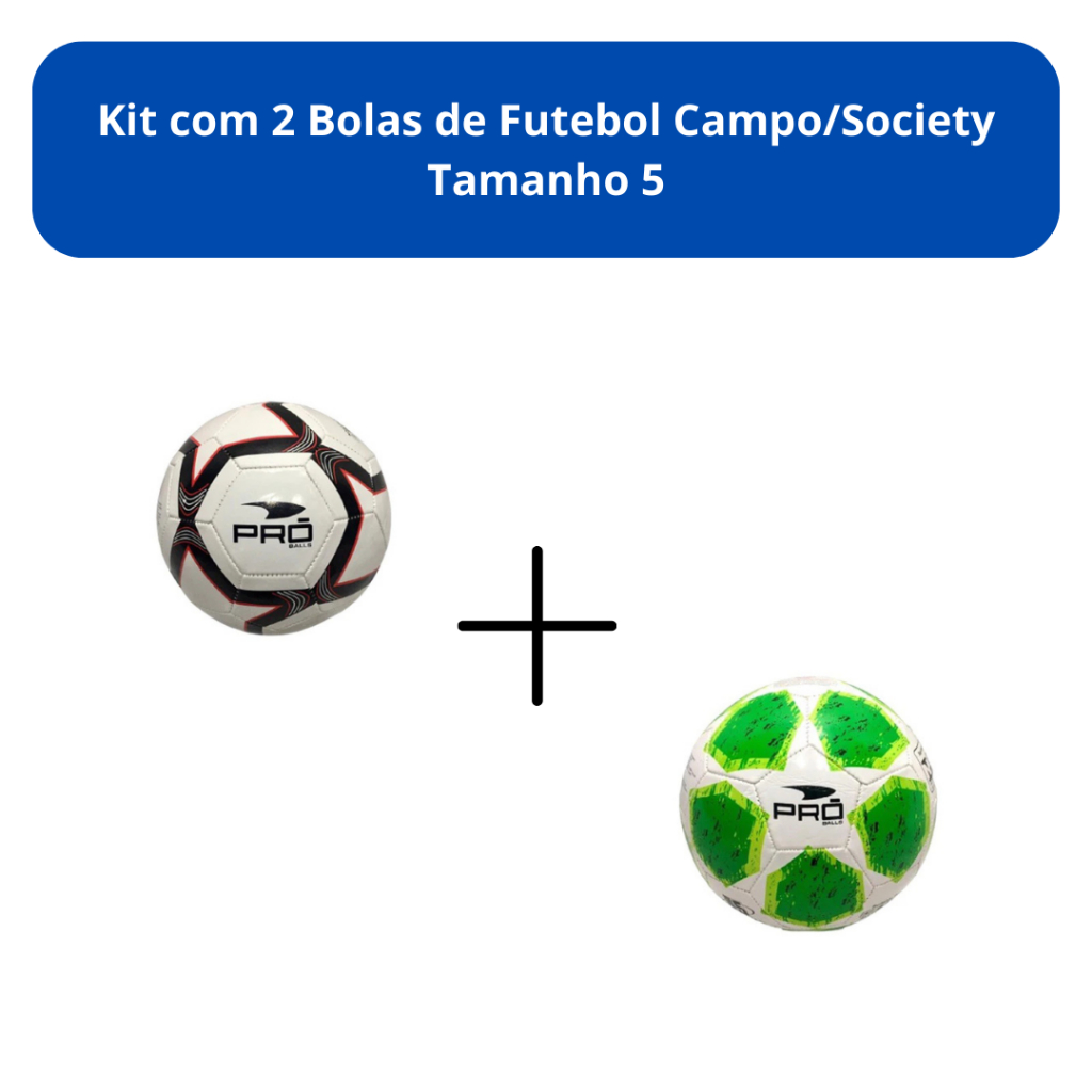 Kit 2  Bolas De Futebol Campo Tam.5 Oficial Couro Sintético - NÃO É POSSÍVEL ESCOLHER A COR DA BOLA