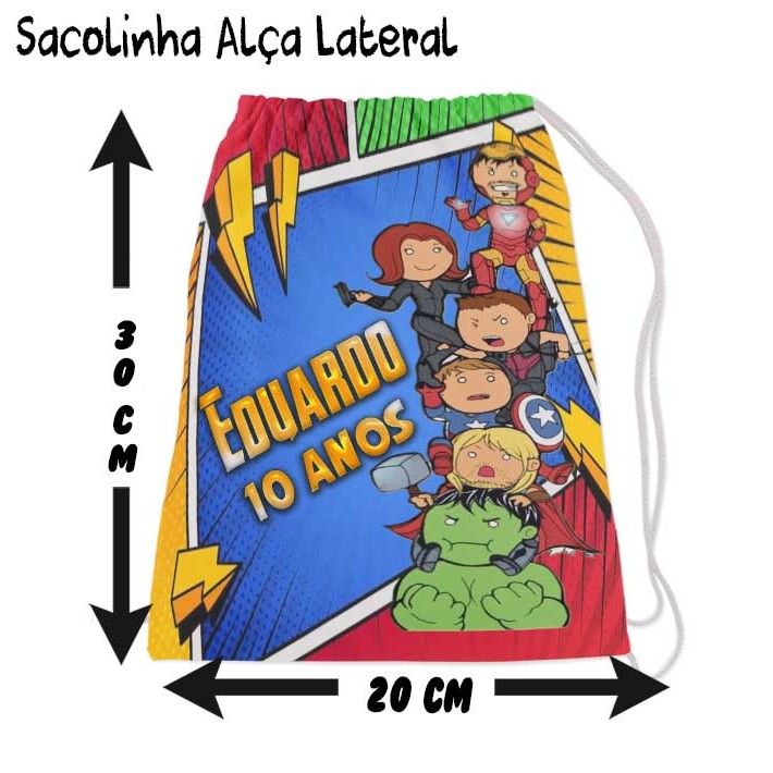 Mochilinha Sacolinha Mochila Saco Sacochila Saquinho Lembrancinha Brinde Aniversario Personalizadas Avengers Vingadores
