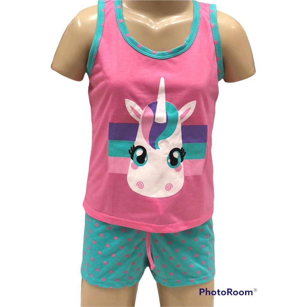 Baby Dool Short Doll Infantil Juvenil Feminino Algodão Curto Roupa De Dormir Conjunto de Dormir
