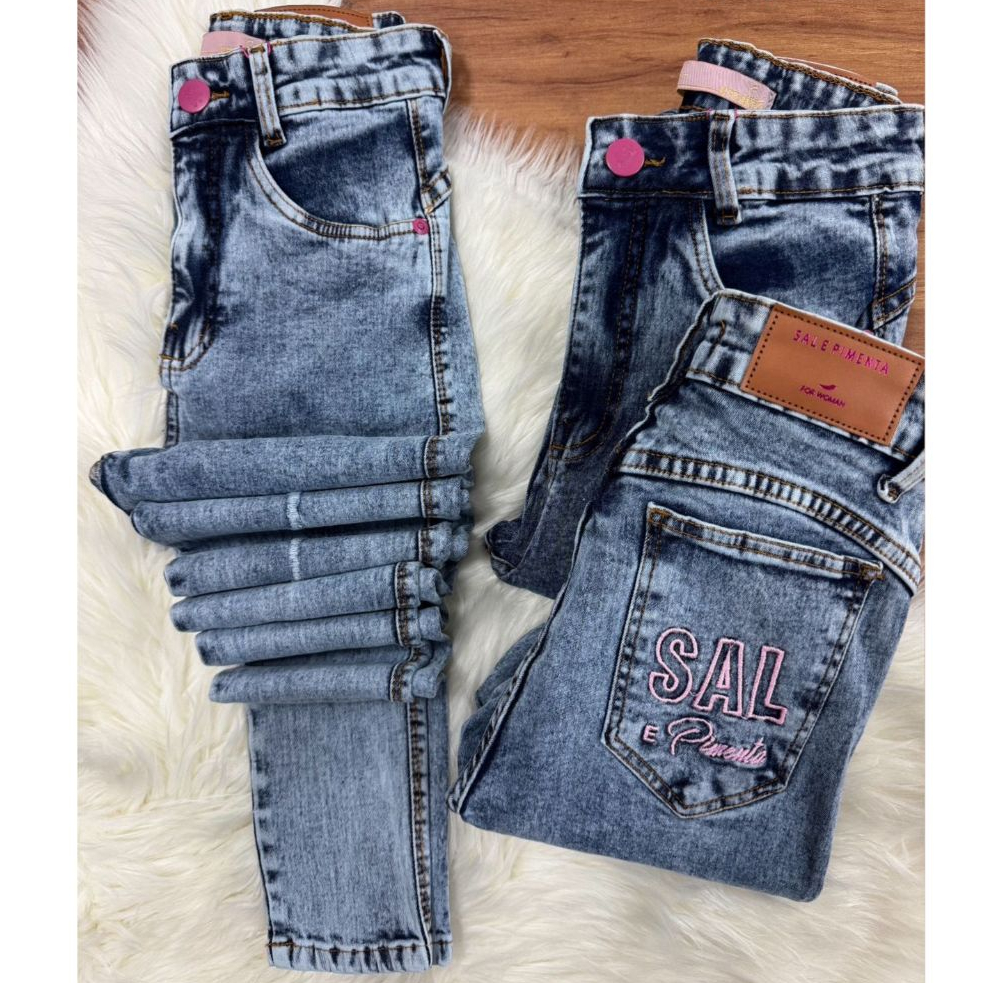 Calça Jeans Feminina Skinny Coladinha Cintura Alta Sal E Pimenta em Oferta na Shopee