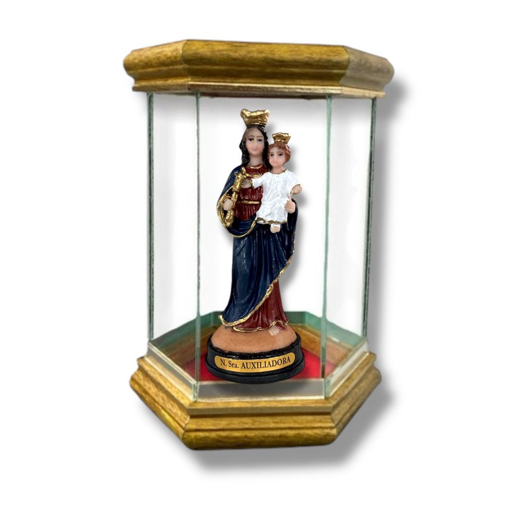 Imagem Auxiliadora Resina Nobre 15cm com Redoma de Vidro