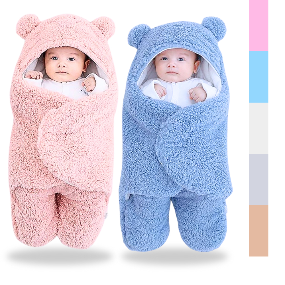 Saco de Dormir Bebe Ursinho com Sherpa Inverno Menina e Menino Charutinho Enrolar o Bebe | 2 CORES