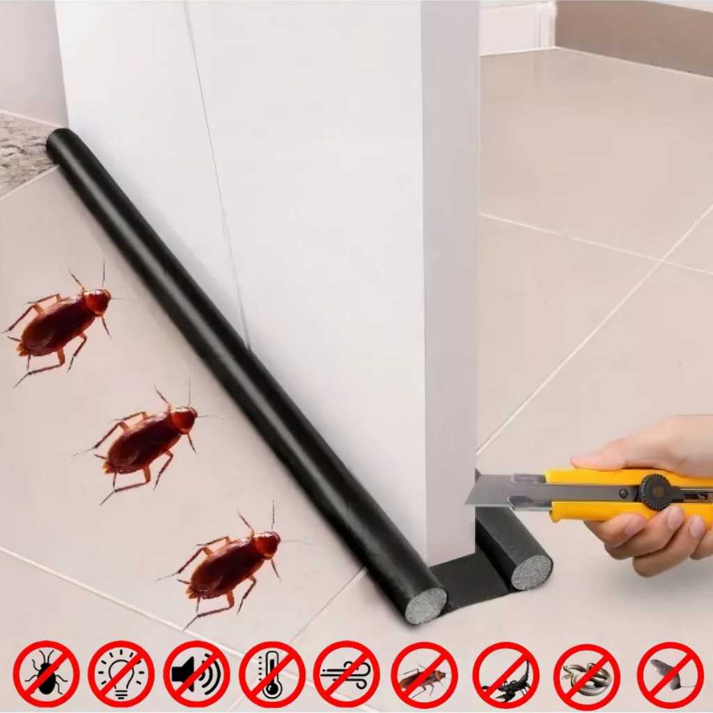 Protetor Rolinho Rolo Veda Porta Ajustável 80cm 90cm Impermeável Cor Preto Liso em Oferta na Shopee