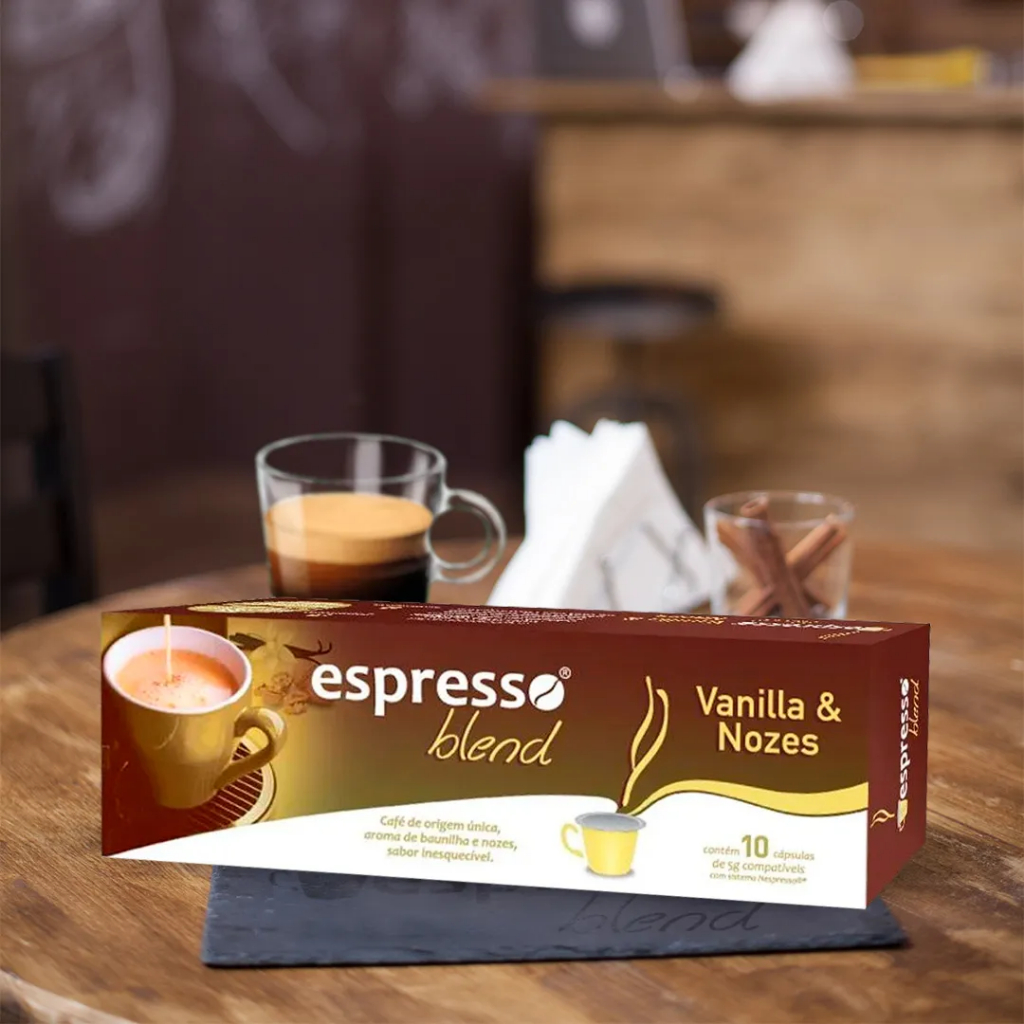 10 Cápsulas de Café Expresso Compatível com Nespresso Sabor Vanilla & Nozes (Baunilha com Nozes)