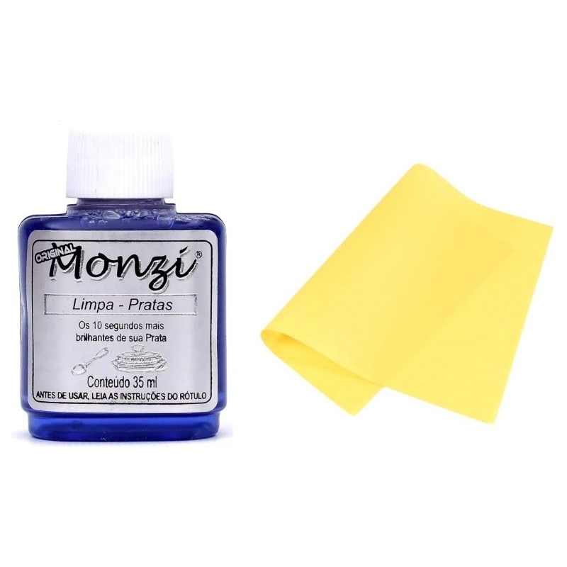 Limpa Prata Monzi 35 ml + Flanela Mágica em Oferta na Shopee