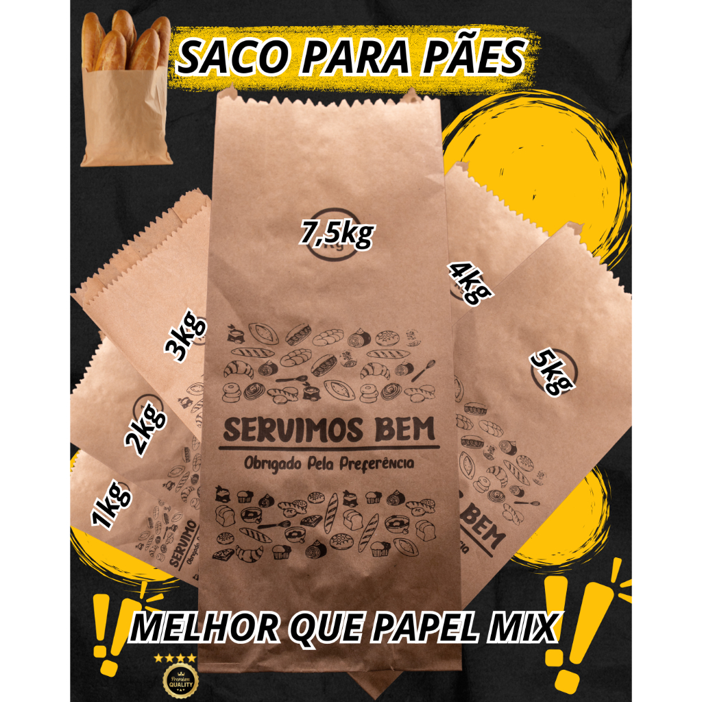 Saco para Pães - Tamanhos 1kg, 2kg, 3kg, 4kg, 5kg e 7,5kg em Oferta na Shopee