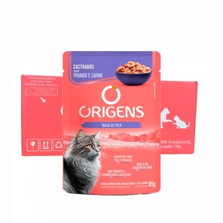 Sachê Origens Gato Adulto Castrado Salmão 85g Caixa 18un