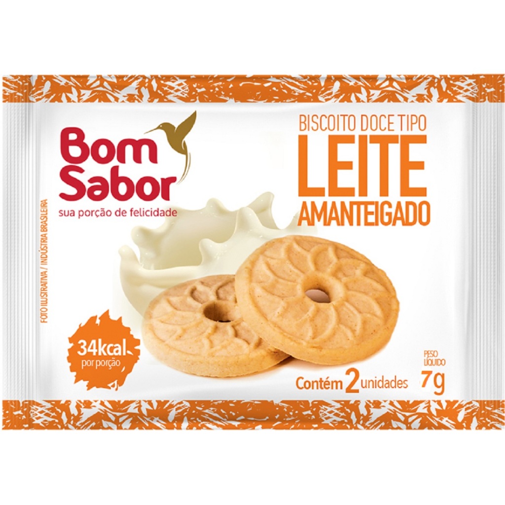 Biscoito bolacha bom sabor amanteigado Leite 7GR sachê com 2 un CAIXA COM 50 UN