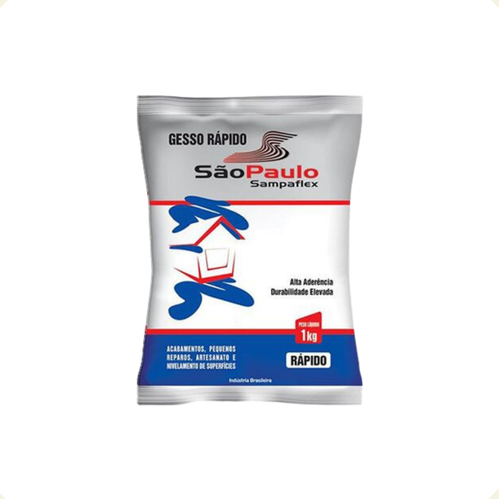 Gesso Rápido Para Acabamentos Branco 1kg Sampaflex