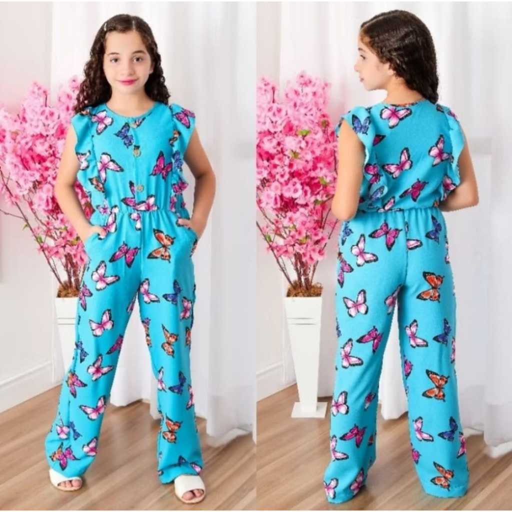 Macaquinho Infantil Juvenil Estiloso Pantalona con botões e Bolsos- Black Friday em Oferta na Shopee