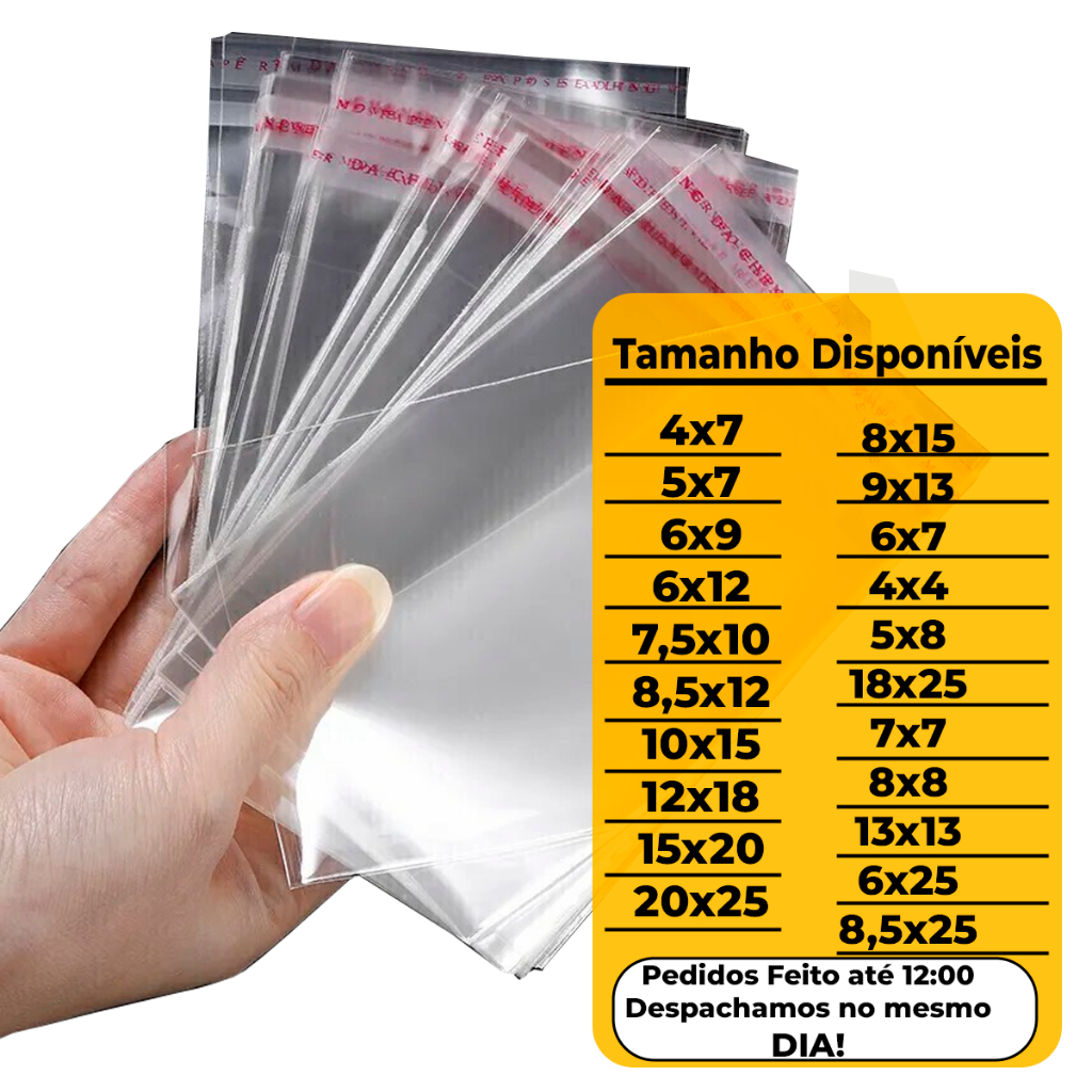 100 und Saco Transparente Adesivado Com Aba Adesiva Direto da Fábrica em Oferta na Shopee