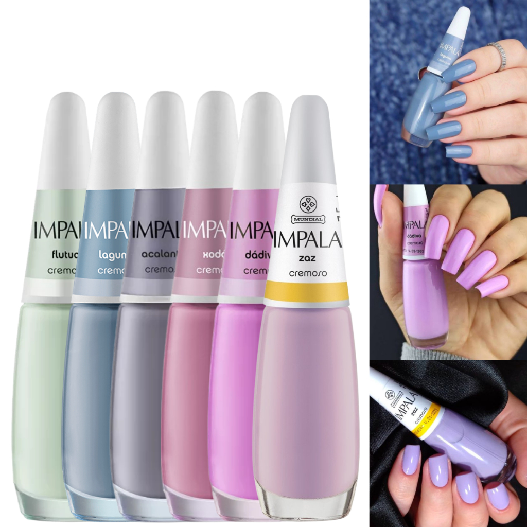 Kit de Esmaltes Impala Tons Pastéis Clássicos Madrinhas Cores Claras Suaves em Oferta na Shopee
