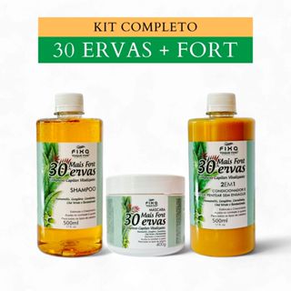 Kit Antiqueda Crescimento Capilar 30 Ervas Shampoo Condicionador E Máscara Fortalecimento em Oferta na Shopee