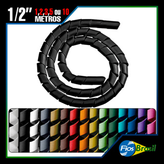 Tubo Espiral Organizador e Protetor De Cabos 1,2,3,4,5,10 Metros | 1/2 | 12,7mm | Várias Cores | Setup, Gamer em Oferta na Shopee