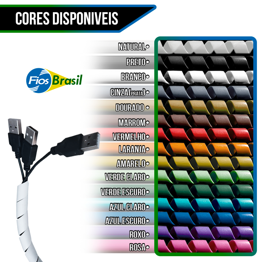 Tubo Espiral Organizador e Protetor De Cabos 1,2,3,4,5,10 Metros | 1/2 | 12,7mm | Várias Cores | Setup, Gamer — imagem 2 de 2