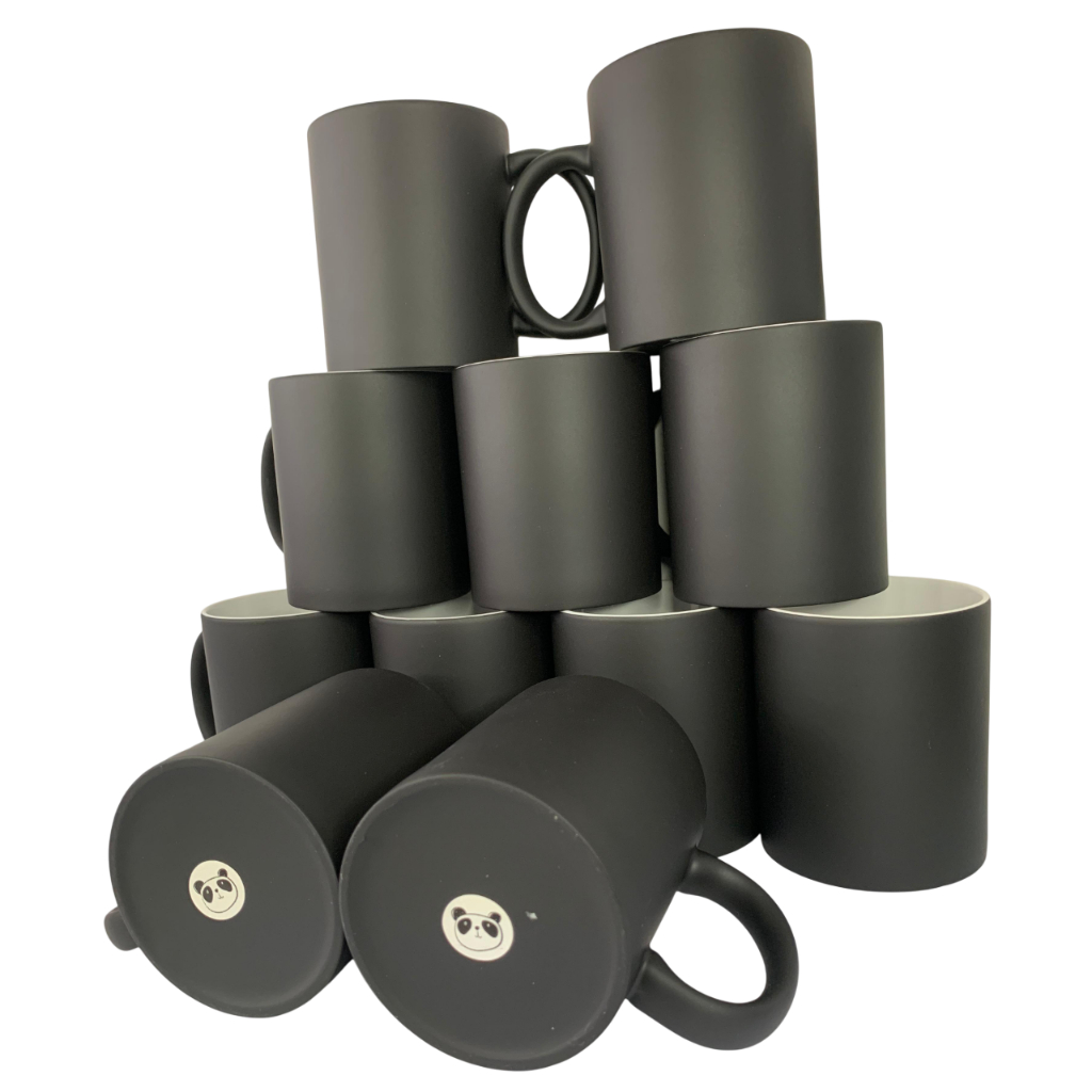 CANECA DE CERAMICA MÁGICA PRETA COM ALÇA PADRAO - 325ml PANDA em Oferta na Shopee