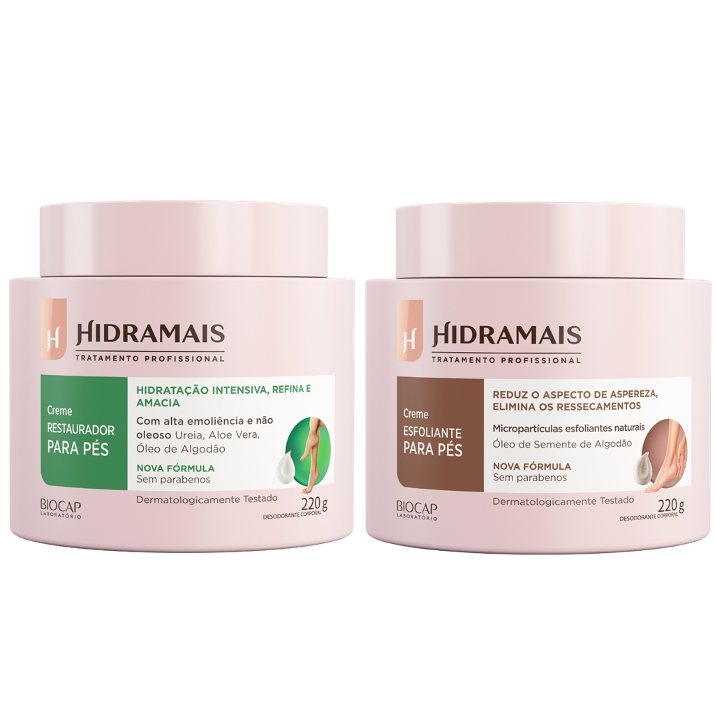 KIT CREME RESTAURADOR PÉS 220G + CREME ESFOLIANTE PÉS 220G - HIDRAMAIS em Oferta na Shopee