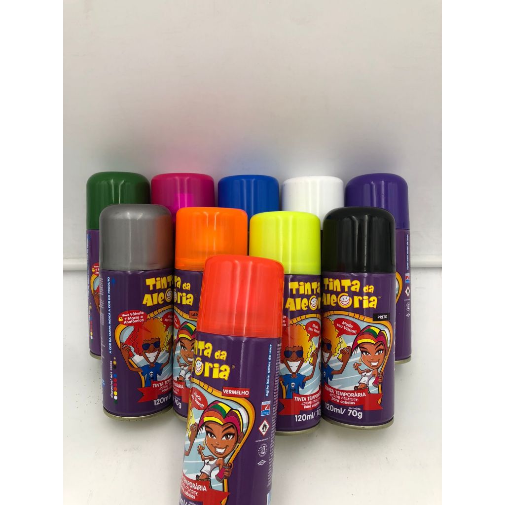 Tinta Spray para Cabelo Tinta da Alegria 150ml Coloração Temporária Infantil e Adulto Cabelo Maluco