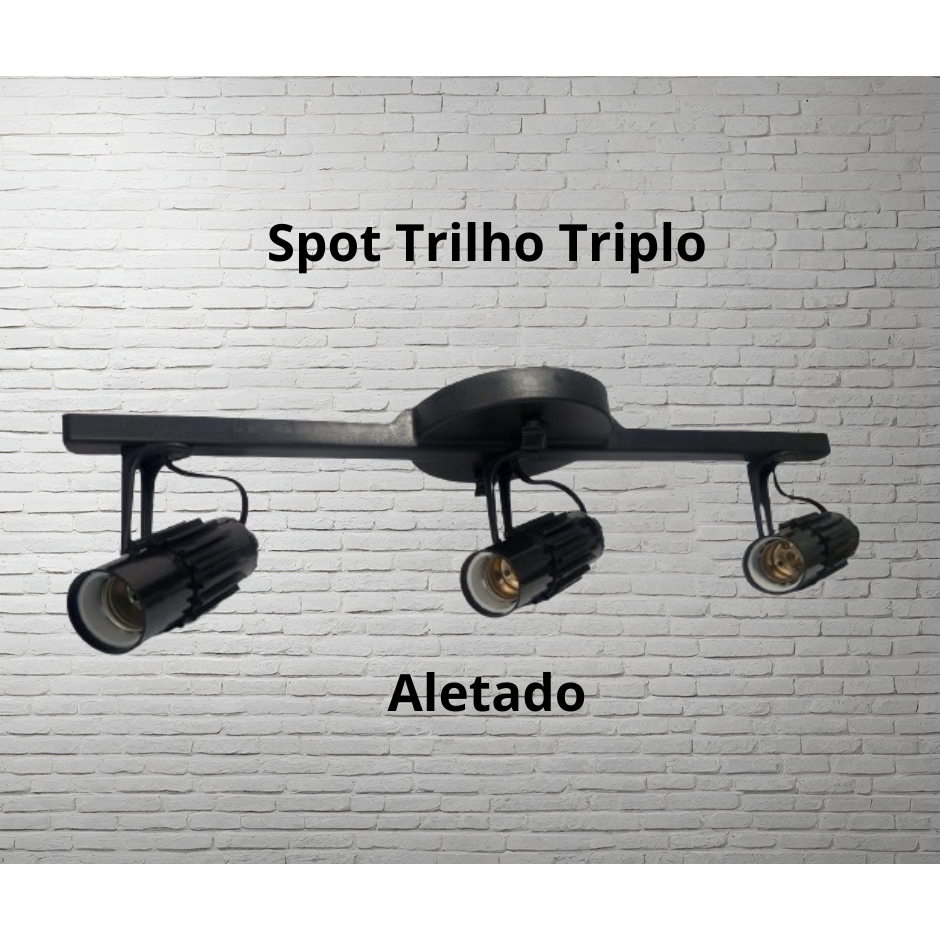 Luminária Spot Trilho Aletado para 3 lampadas Led Premium Retrô Iluminação