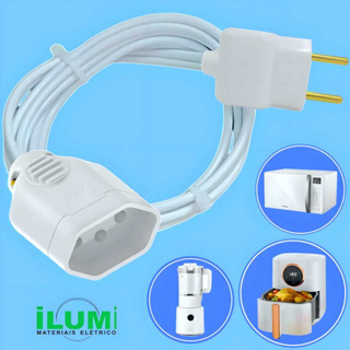 Extensao 0,5/1/1,5/2/3/5/10 Metros Branca Fio 2X2,5mm Cabo Reforçado Grosso Paralelo Bivolt em Oferta na Shopee