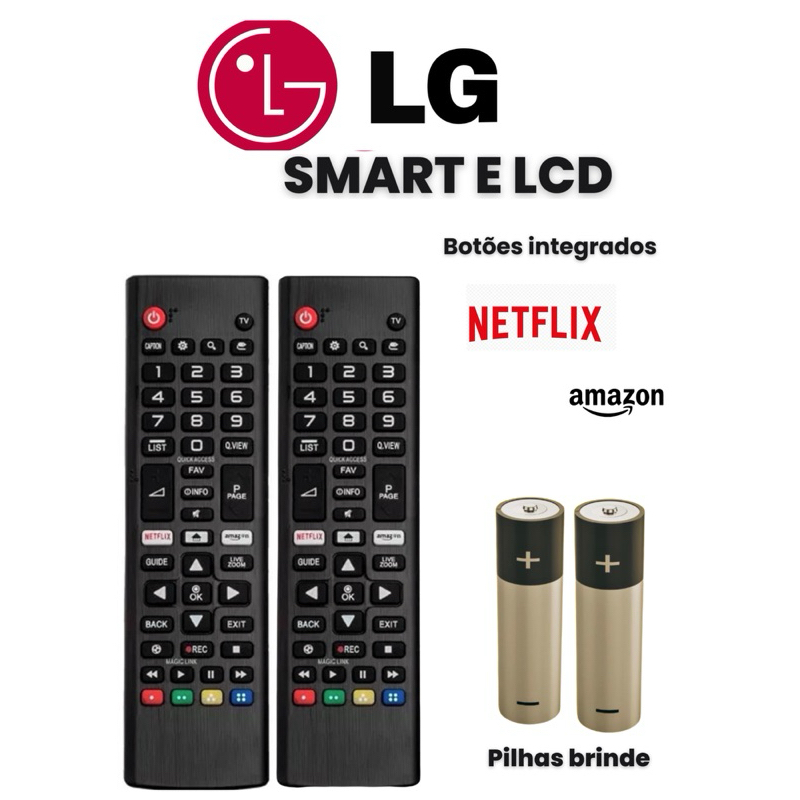 Controle Remoto GENERICO para LG TV Smart e  LCD Kit com 2 controle + PILHA