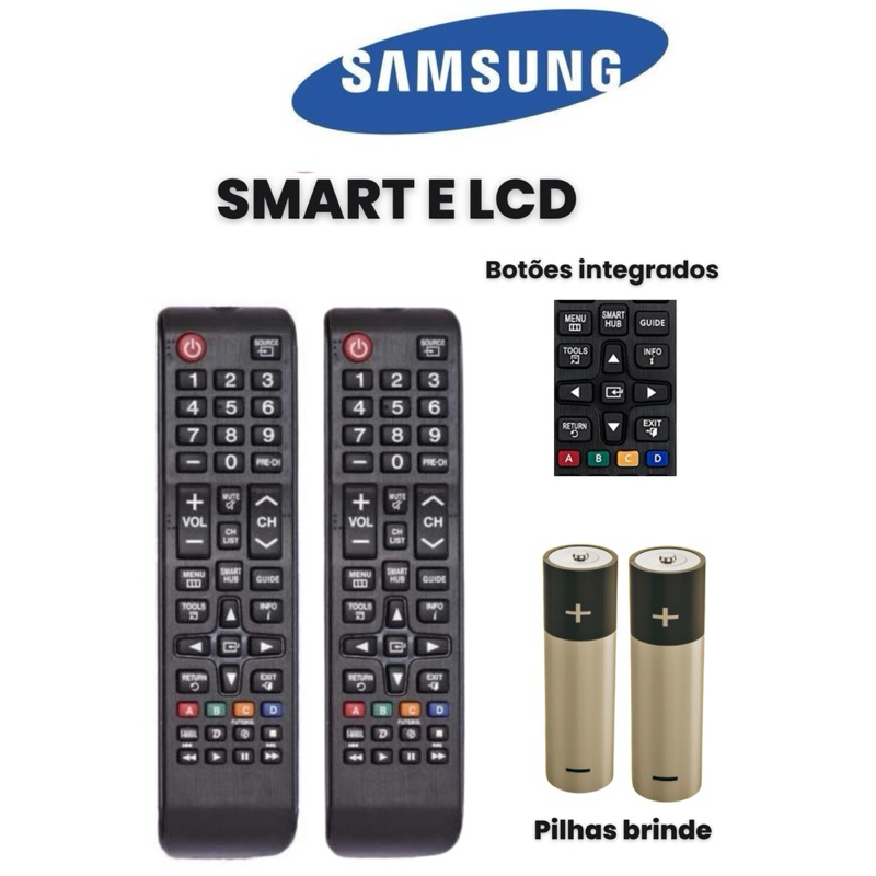 controles remoto Kit com 2 controles compatível com samsung smart tv smart hub