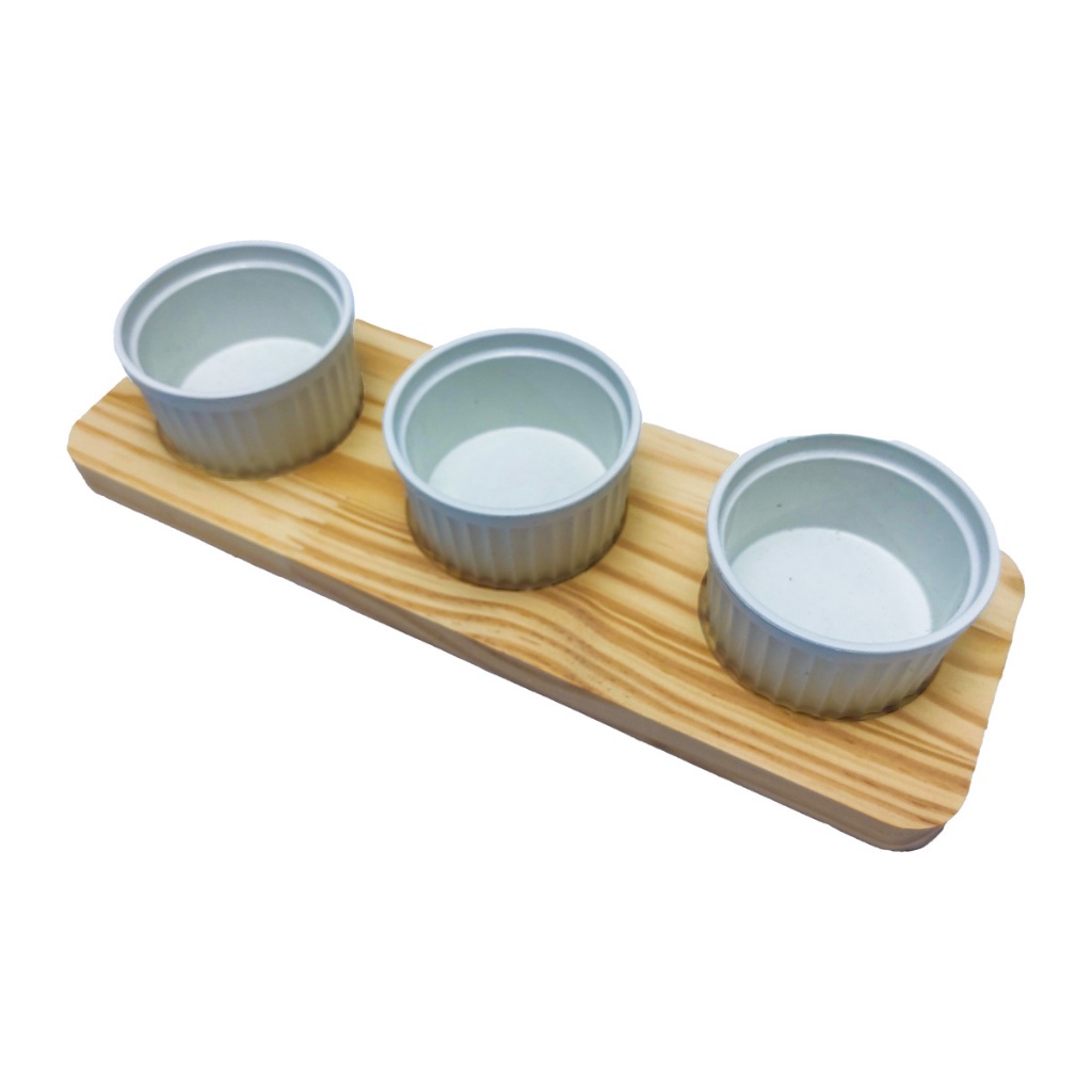 Ramequim Com Tábua Petisqueira Porta Petiscos Molheira Para Molhos e Mesa Decor