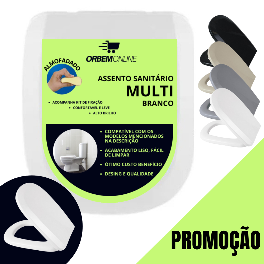 Assento Sanitario Almofadado Basico Retangular Icasa Sabatini 6LPF em Oferta na Shopee