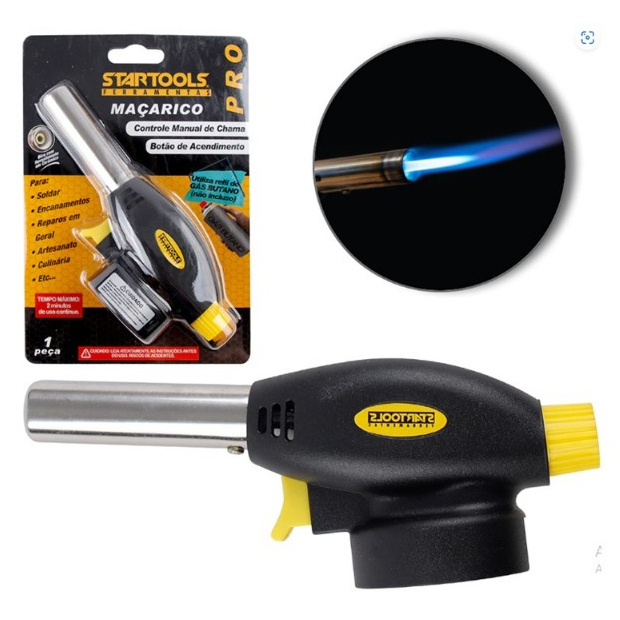 Maçarico Com Controle Manual De Chama E Botão De Acentimento Acender Cozinha